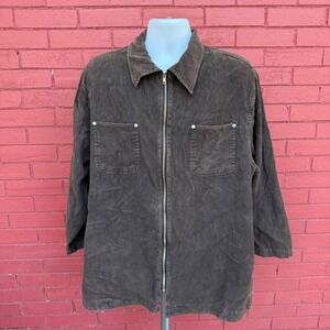 Vtg Y2K Faded Glory Corduroy‎ Zip Up Jacket Brown Womans Size 26/28 4XL Retro
